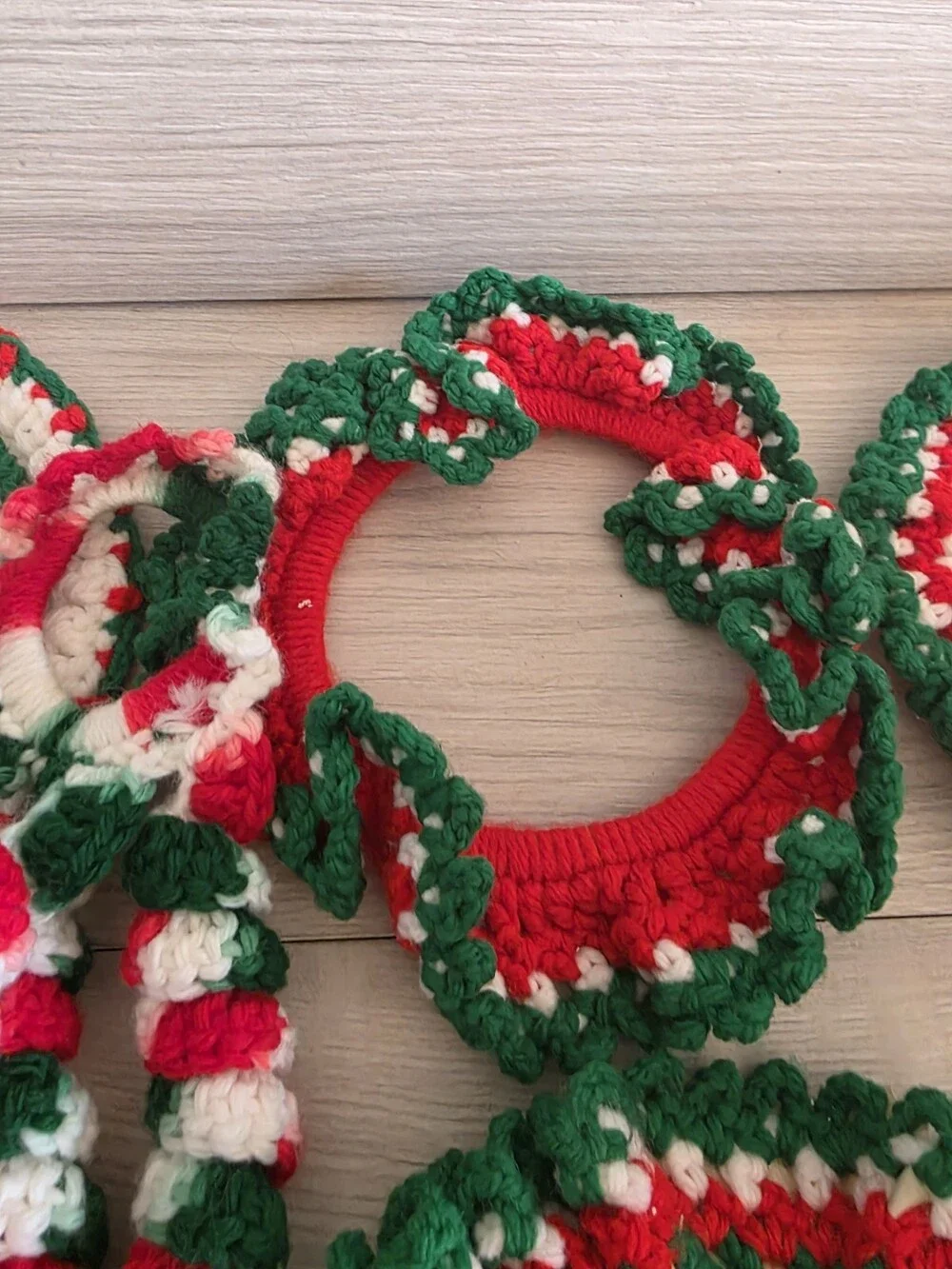 Vtg Handmade Crochet Christmas Wreath Lot 7 Holiday Decor Covers SU13
